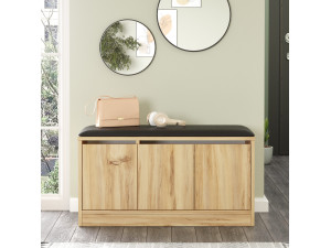 Mueble zapatero de madera "Mirko" - 90 x 35 x 45 cm - Beige 2