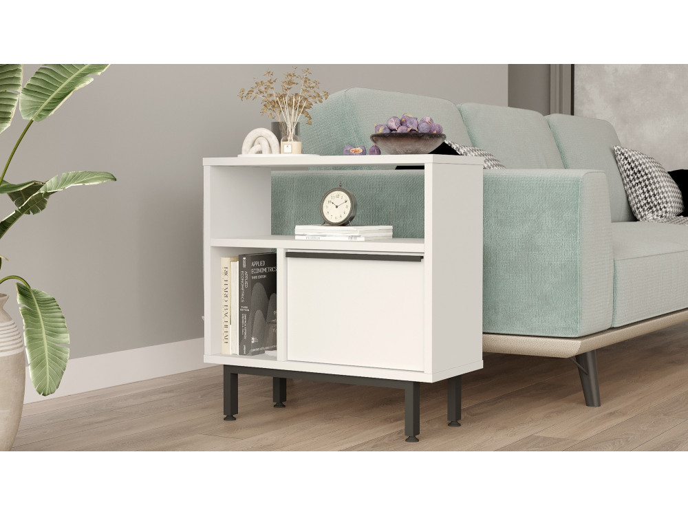 Mesa auxiliar de madera "Calvin" - 60 x 25 x 60 cm - Blanco