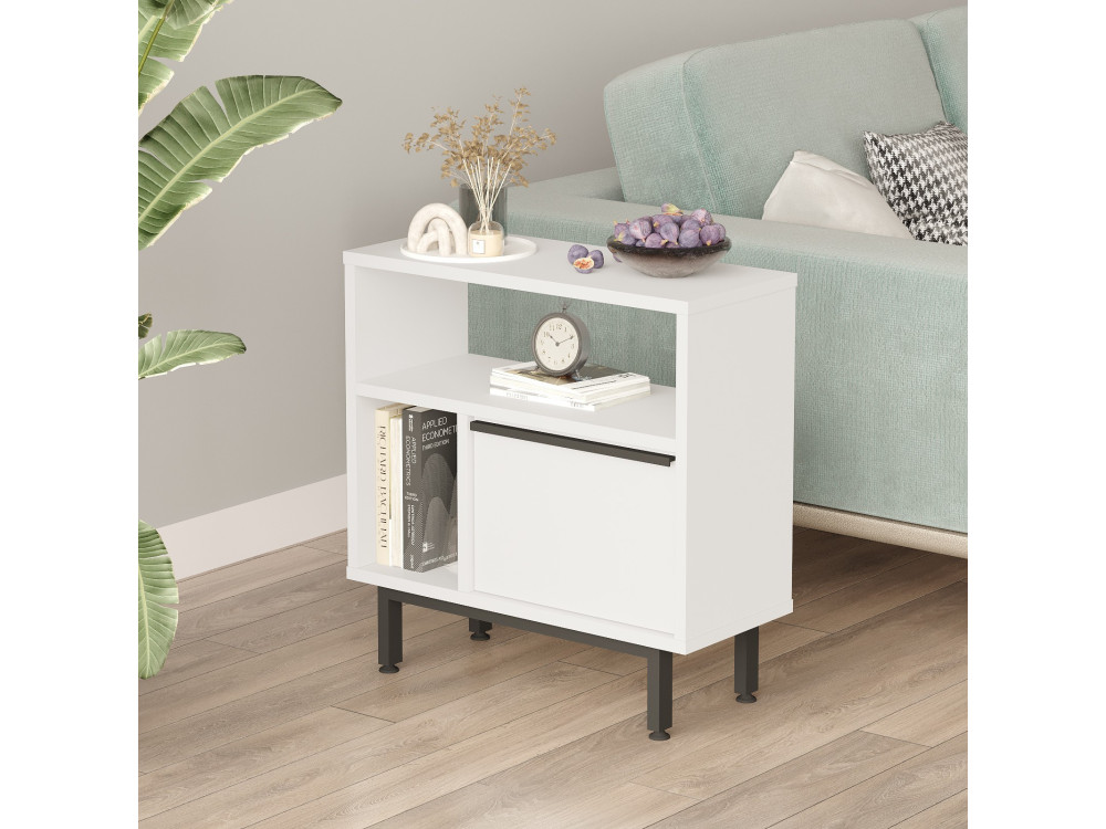 Mesa auxiliar de madera "Calvin" - 60 x 25 x 60 cm - Blanco