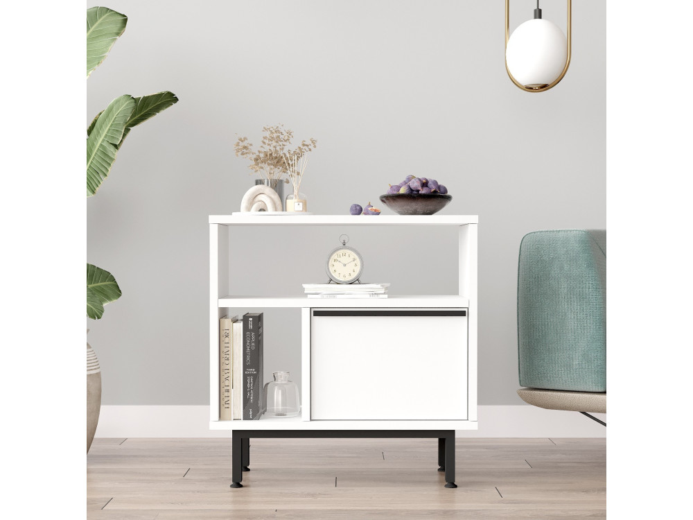 Mesa auxiliar de madera "Calvin" - 60 x 25 x 60 cm - Blanco