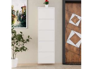 Mueble zapatero metálico "Ayse" - 50 x 15 x 169 cm - Blanco 2