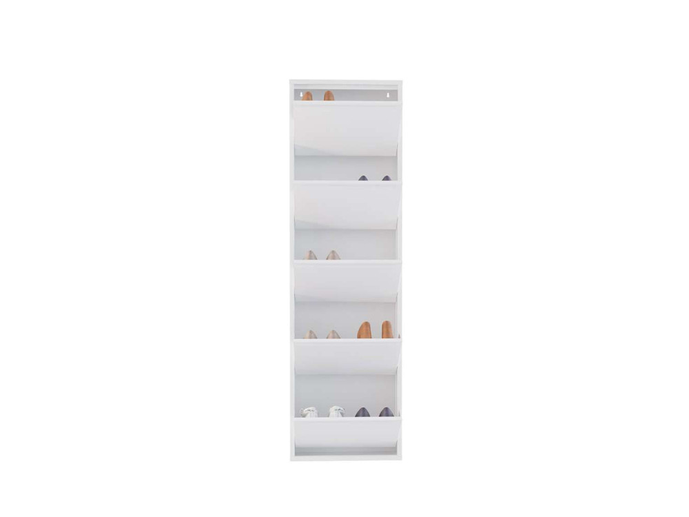 Mueble zapatero metálico "Ayse" - 50 x 15 x 169 cm - Blanco