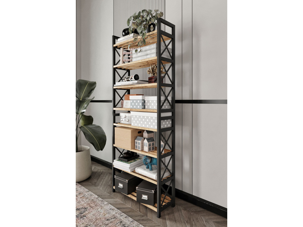 Librería de madera "Plástico" - 46 x 18 x 128 cm - Negro