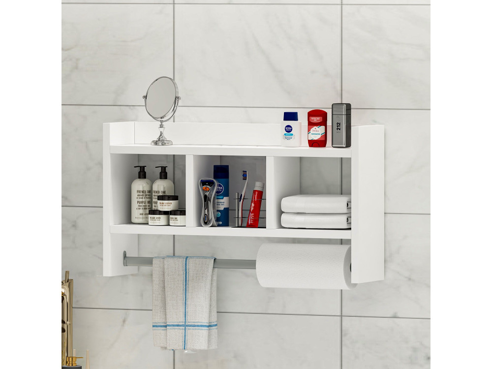 Estantería de pared de madera "Asya" - 63 x 14 x 35 cm - Blanco