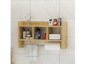 Estantería de pared de madera "Asya" - 63 x 14 x 35 cm - Beige 2