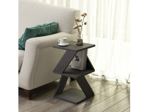 Mesa auxiliar de madera "Albeni" - 30 x 30 x 54 cm - Negra 2