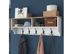 Perchero de madera "Pino" - 120 x 22 x 37 cm - Blanco 2