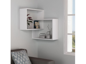 Lote de 2 estantes esquineros de madera "Ring" - 68 x 60 x 68 cm - Blanco 2
