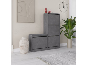Mueble zapatero de madera "Dude" - 105 x 26 x 118 cm - Gris 2