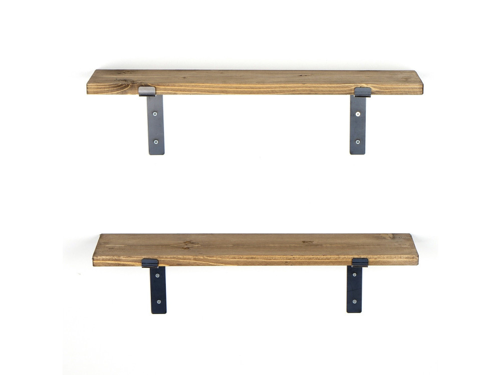 Lote de 2 estanterías murales de madera "Looby" - 60 x 14 x 16 cm - Marrón