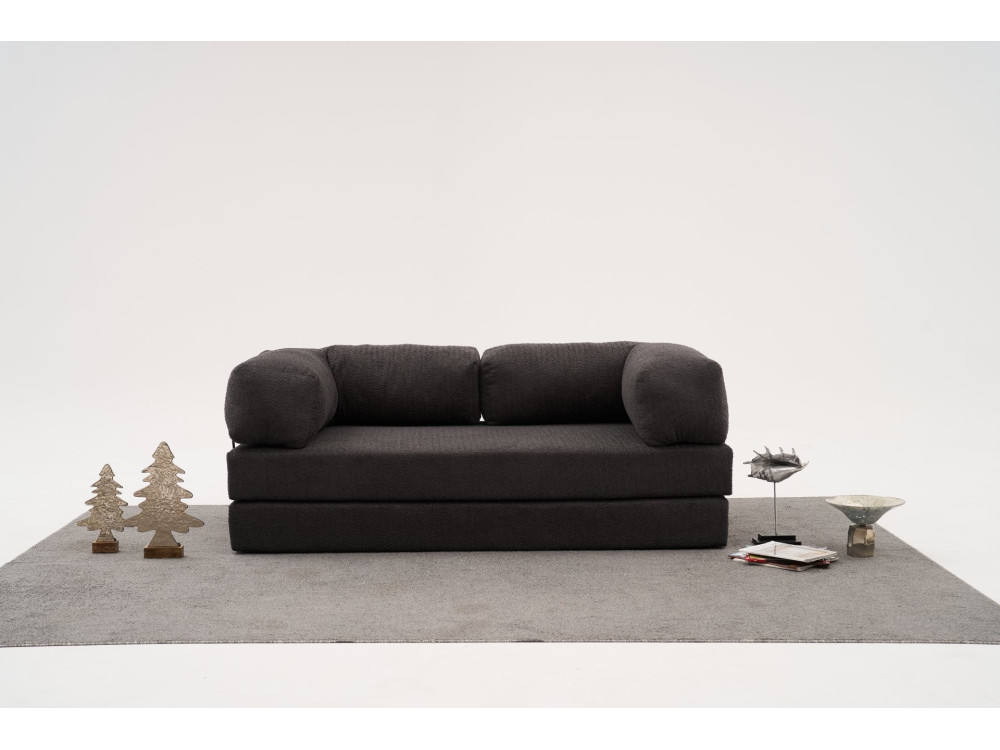 Sofá 3 plazas en tejido "Confort" - 190 x 95 x 75 cm - Gris antracita