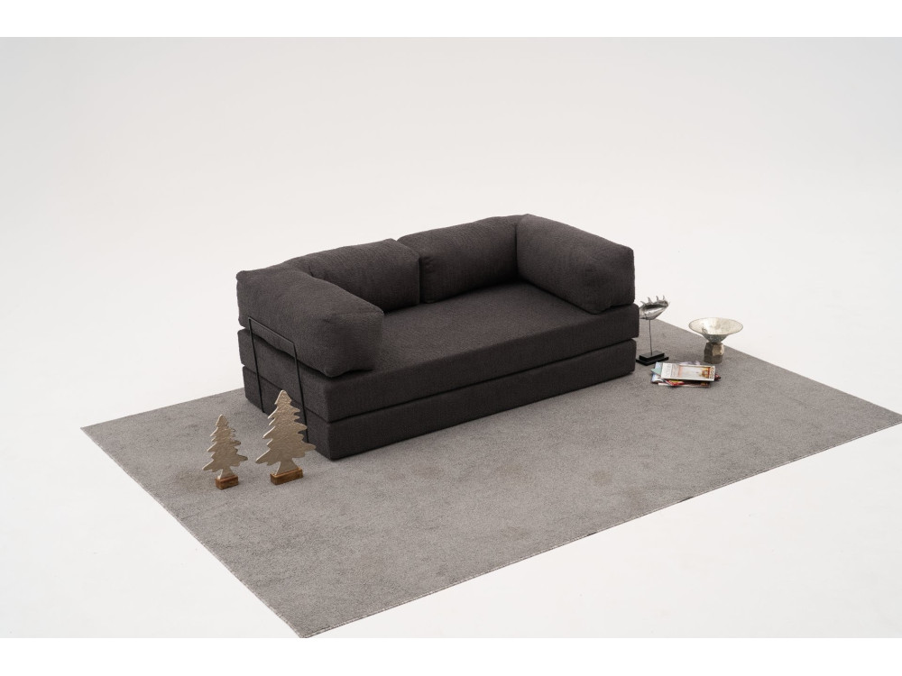 Sofá 3 plazas en tejido "Confort" - 190 x 95 x 75 cm - Gris antracita