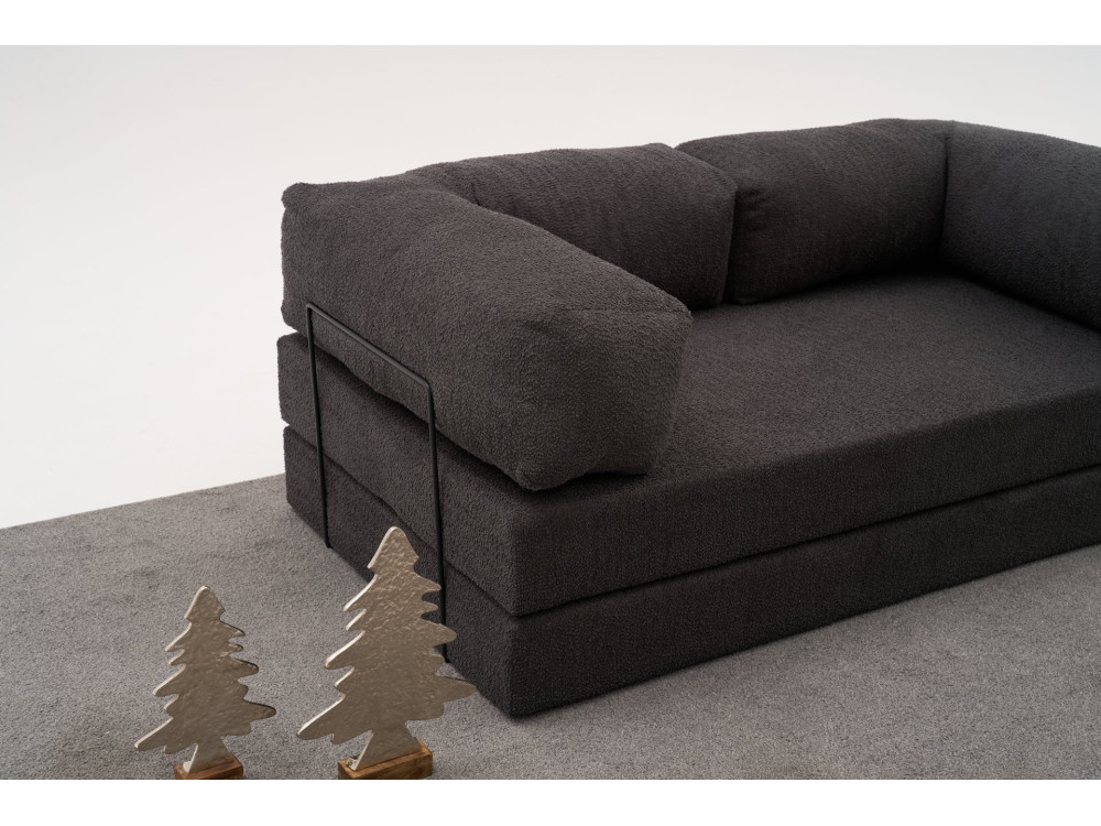 Sofá 3 plazas en tejido "Confort" - 190 x 95 x 75 cm - Gris antracita