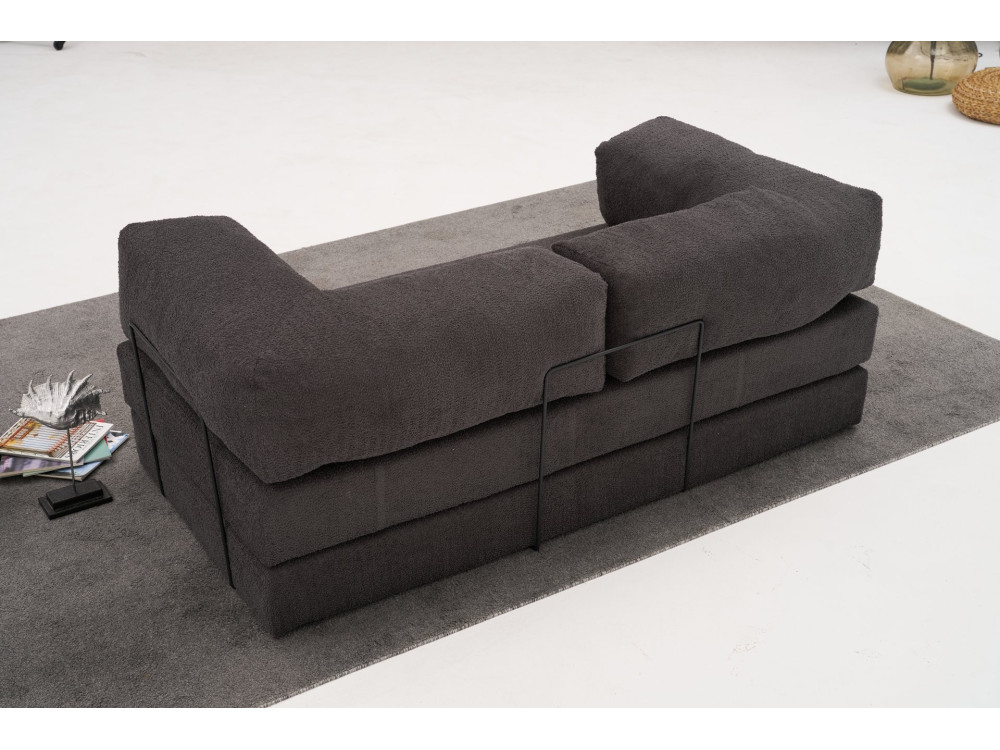 Sofá 3 plazas en tejido "Confort" - 190 x 95 x 75 cm - Gris antracita