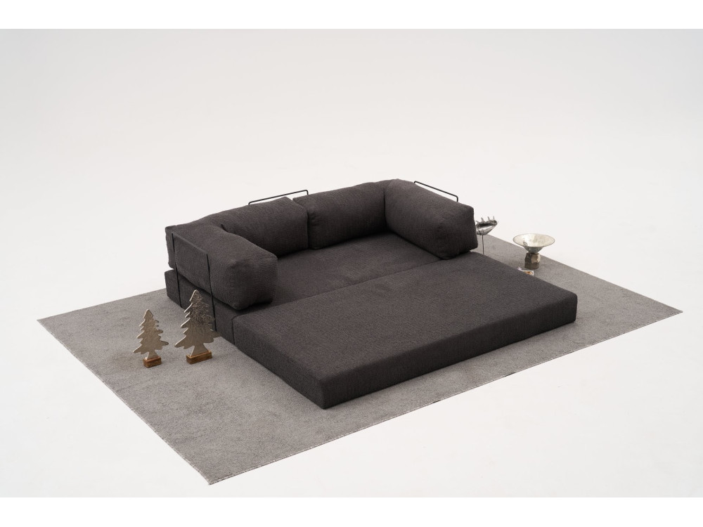 Sofá 3 plazas en tejido "Confort" - 190 x 95 x 75 cm - Gris antracita