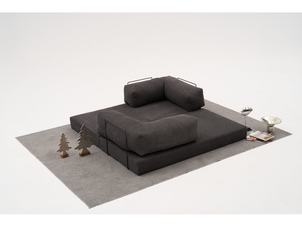 Sofá 3 plazas en tejido "Confort" - 190 x 95 x 75 cm - Gris antracita