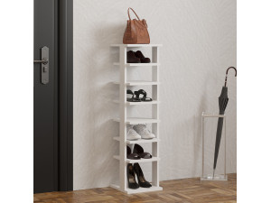 Mueble zapatero de madera "Ayka" - 30 x 30 x 110 cm - Blanco 2