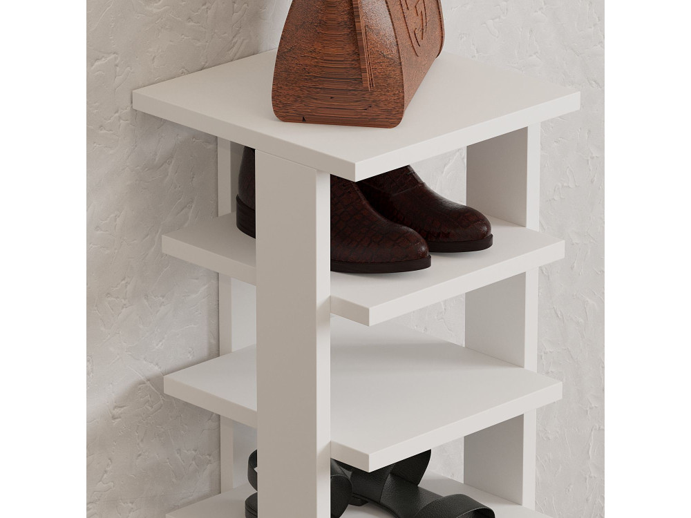 Mueble zapatero de madera "Ayka" - 30 x 30 x 110 cm - Blanco