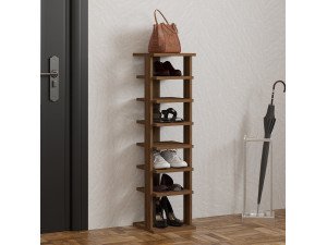 Mueble zapatero de madera "Ayka" - 30 x 30 x 110 cm - Marrón 2