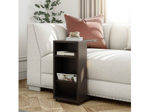 Mesa auxiliar de madera "Filinta" - 30 x 40 x 63 cm - Gris antracita 2
