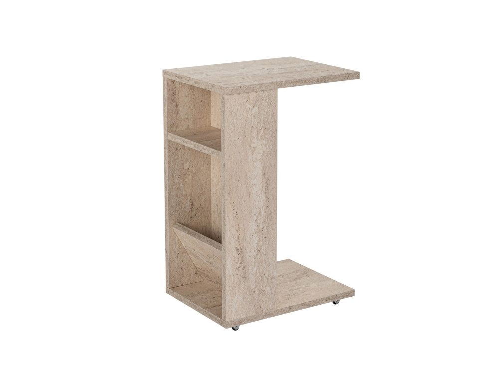Mesa auxiliar de madera "Filinta" - 30 x 40 x 63 cm - Travertino
