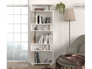 Librería de madera "Blok" - 60 x 19 x 165 cm - Marrón 2