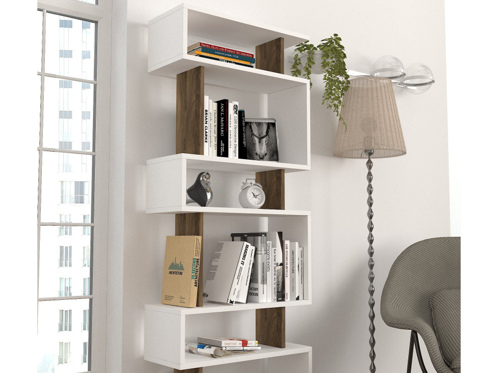 Librería de madera "Blok" - 60 x 19 x 165 cm - Marrón