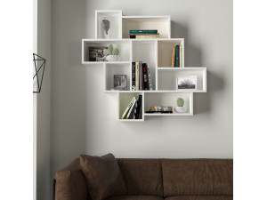 Estantería de pared de madera "Parola" - 115 x 15 x 103 cm - Blanco 2