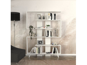 Librería de madera "Rain" - 120 x 20 x 162 cm - Blanco 2