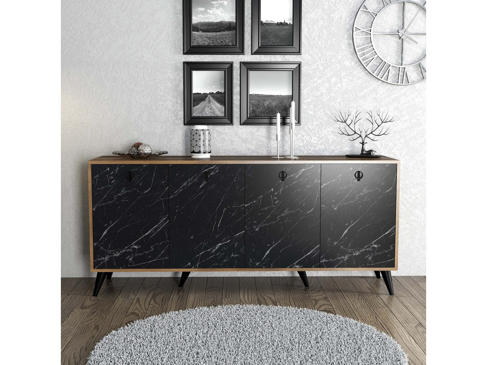 Aparador de madera "Elite" - 180 x 45 x 80 cm - Negro