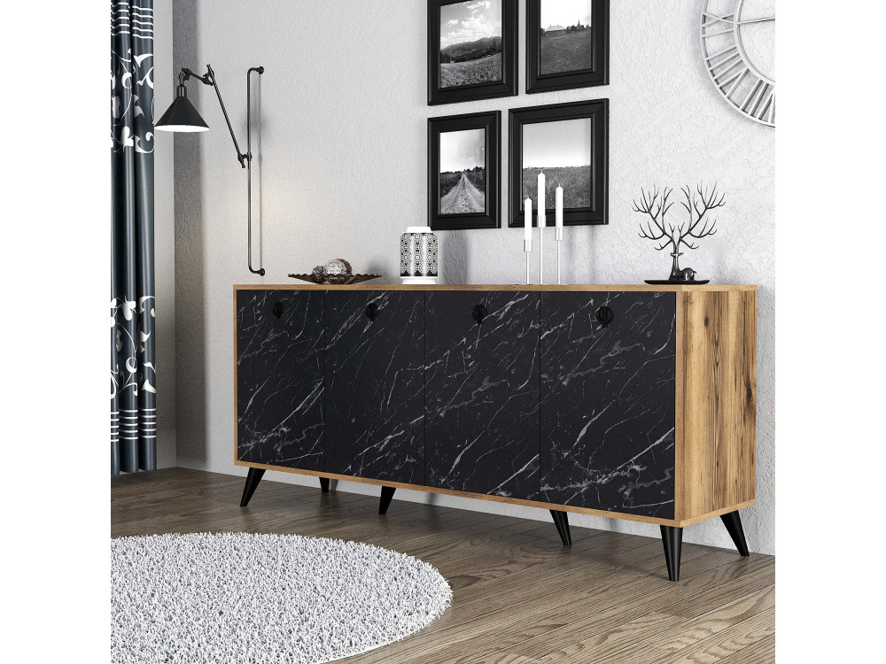 Aparador de madera "Elite" - 180 x 45 x 80 cm - Negro