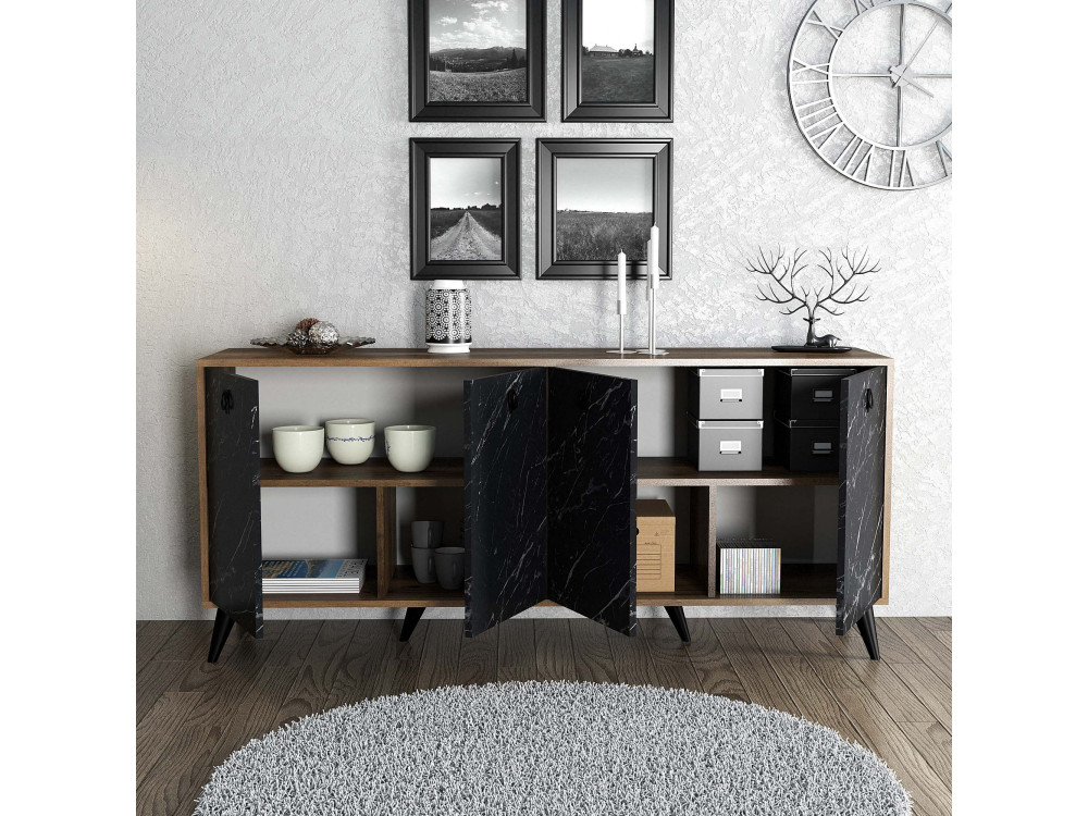 Aparador de madera "Elite" - 180 x 45 x 80 cm - Negro