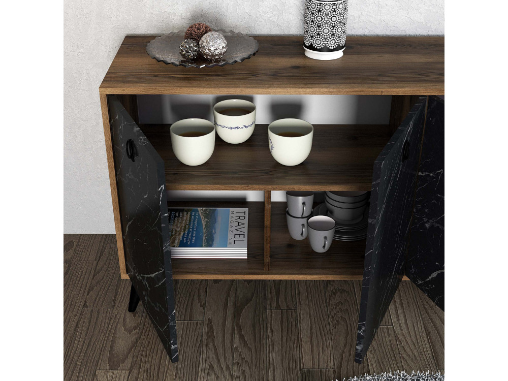 Aparador de madera "Elite" - 180 x 45 x 80 cm - Negro