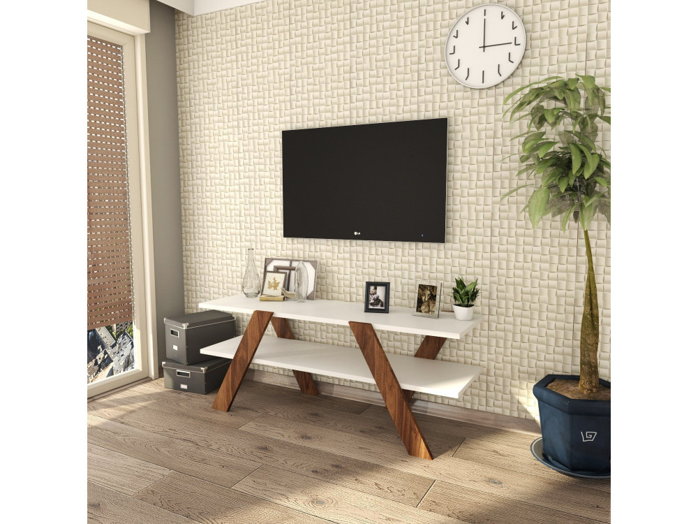 Soporte de TV de madera "Basic" - 120 x 33 x 45 cm - Blanco
