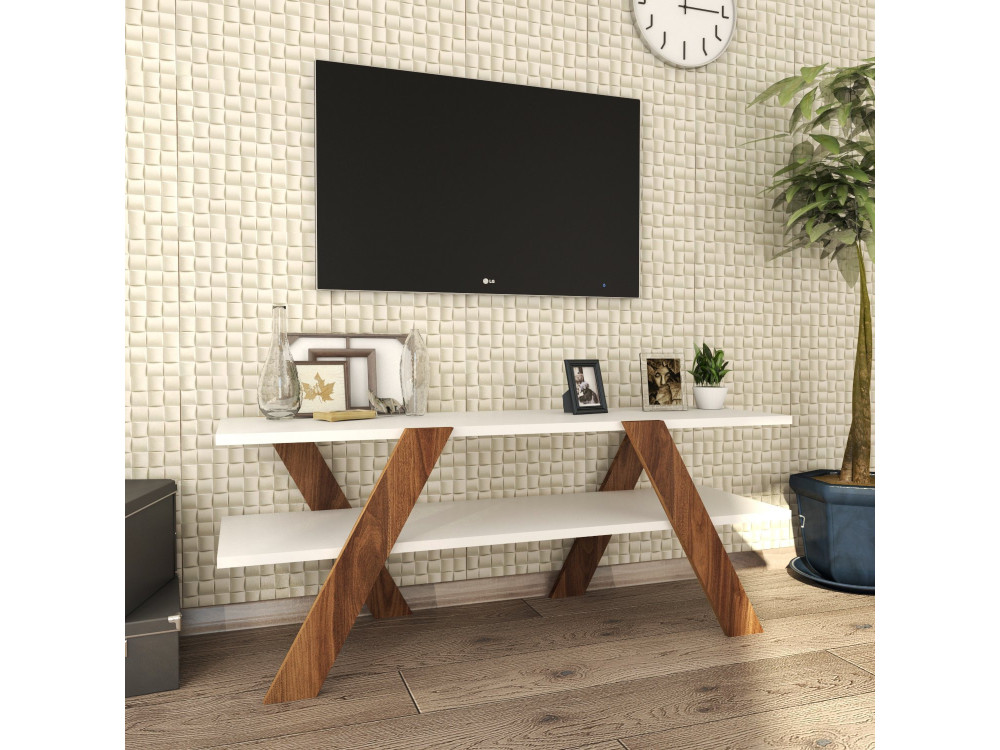 Soporte de TV de madera "Basic" - 120 x 33 x 45 cm - Blanco