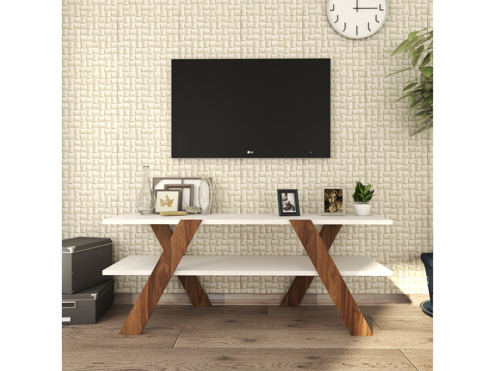Soporte de TV de madera "Basic" - 120 x 33 x 45 cm - Blanco