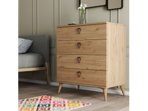 Cómoda de madera "Versa-Ce" - 80 x 45 x 90 cm - Marrón 2