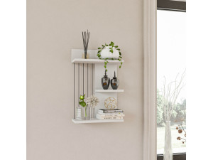 Estantería de pared de madera "Kinik" - 40 x 19 x 60 cm - Blanco 2