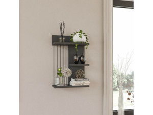 Estantería de pared de madera "Kinik" - 40 x 19 x 60 cm - Gris antracita 2