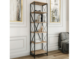 Librería de madera "Suadiye" - 50 x 30 x 180 cm - Marrón 2