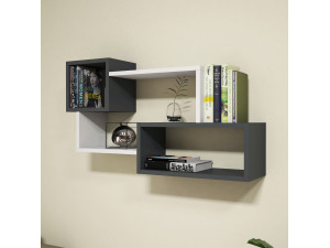 Estantería de pared de madera "Afro" - 90 x 20 x 51 cm - Gris antracita 2