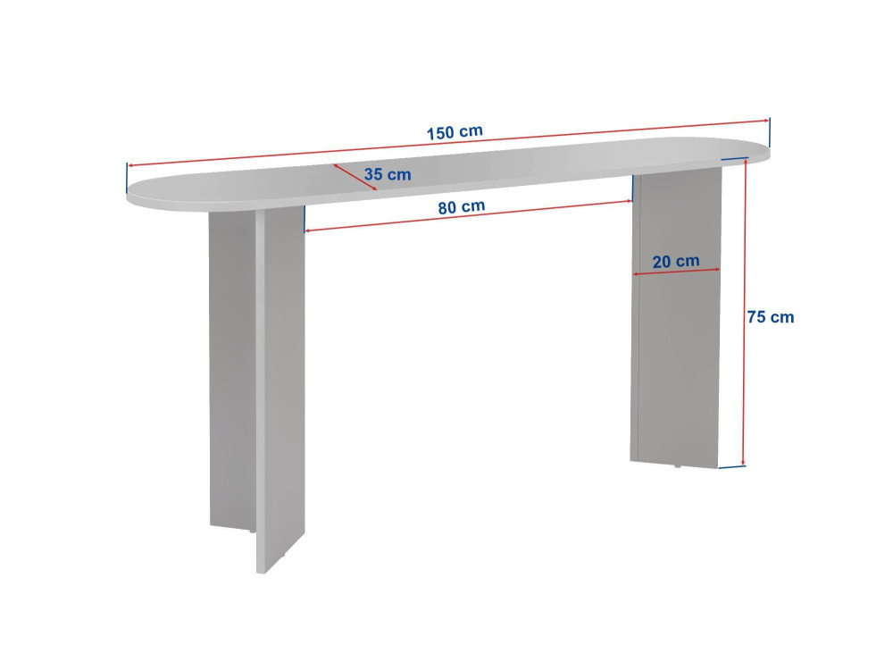 Consola de madera "Sira" - 150 x 35 x 75 cm - Travertino