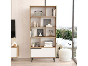 Librería de madera "ON4-SW" - 84 x 30 x 176 cm - Blanco 2