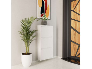 Mueble zapatero metálico "Luna" - 50 x 15 x 103 cm - Blanco 2