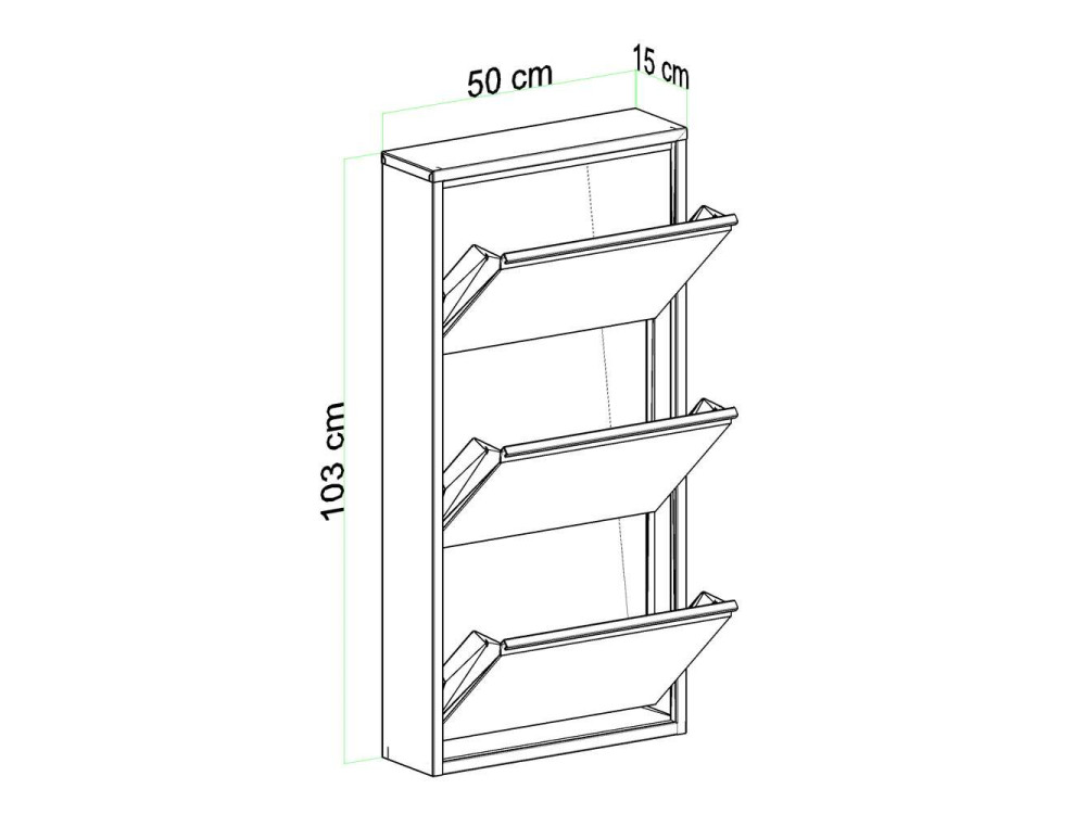 Mueble zapatero metálico "Luna" - 50 x 15 x 103 cm - Blanco