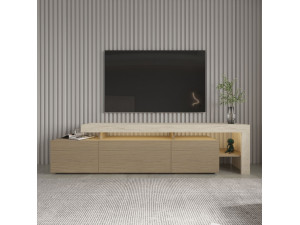 Soporte de TV de madera "Beliz" - 192 x 37 x 53 cm - Beige 2