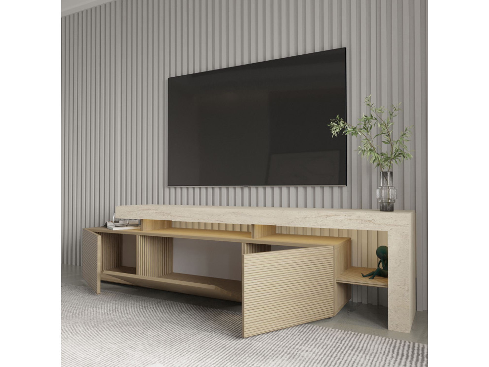 Soporte de TV de madera "Beliz" - 192 x 37 x 53 cm - Beige