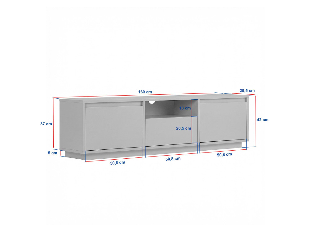 Soporte de TV de madera "Sentinel" - 160 x 30 x 42 cm - Blanco