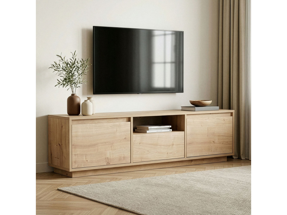 Soporte de TV de madera "Sentinel" - 160 x 30 x 42 cm - Beige