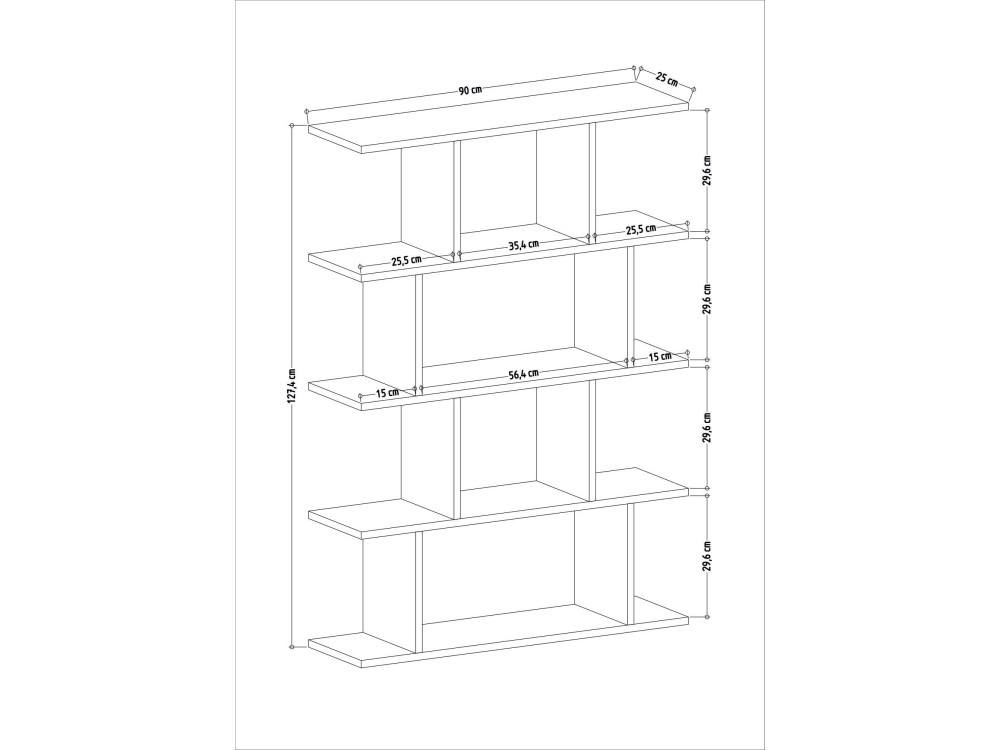 Librería de madera "Harmon" - 90 x 25 x 127 cm - Blanco